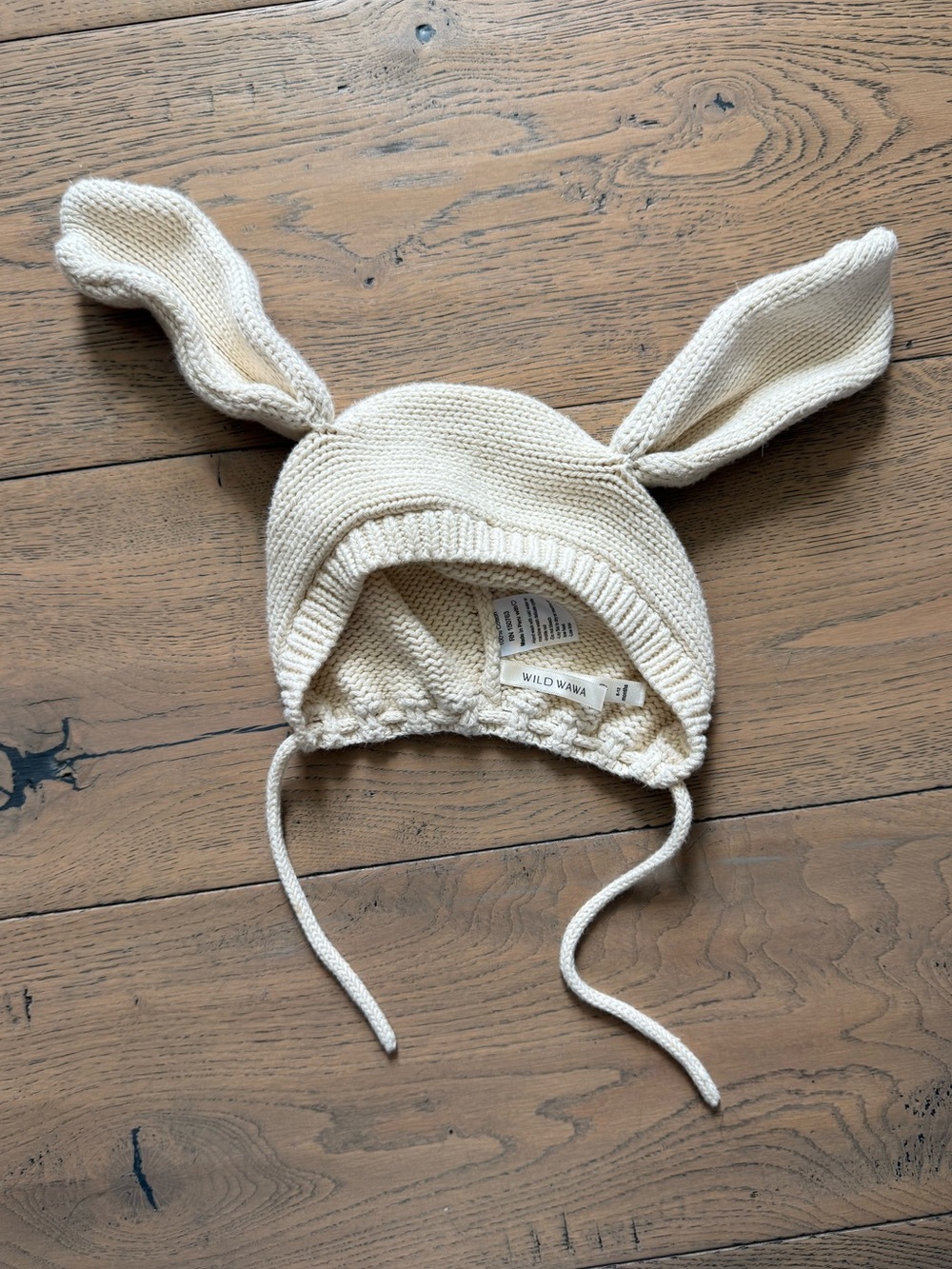 Wild Wawa Bunny Ear Knit Bonnet Cream 6–12 Months